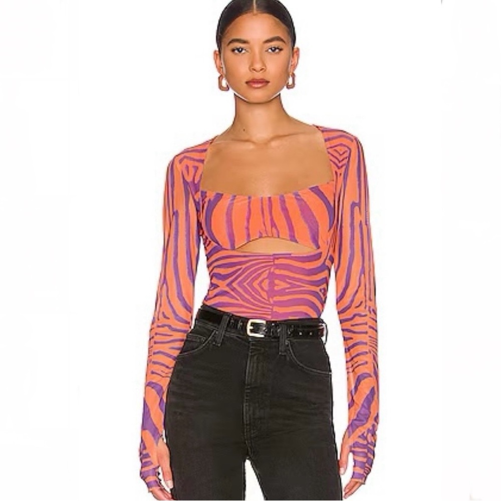 AFRM Noreen Top in Orange Zebra